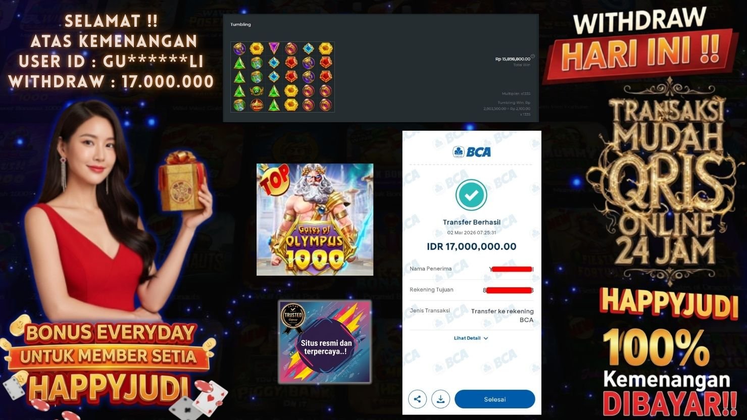 HAPPYJUDI JACKPOT SLOT GATES OF OLYMPUS 1000